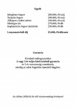 Árlista 2026.01.01-től